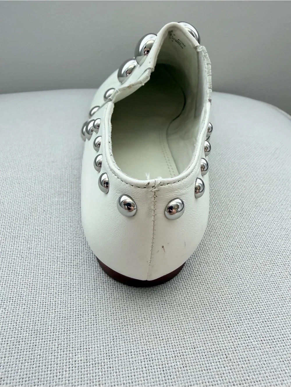 Rare! Tory Burch Loafer White Blythe Studded Metal Slip‎ On Women Size 6.5 M